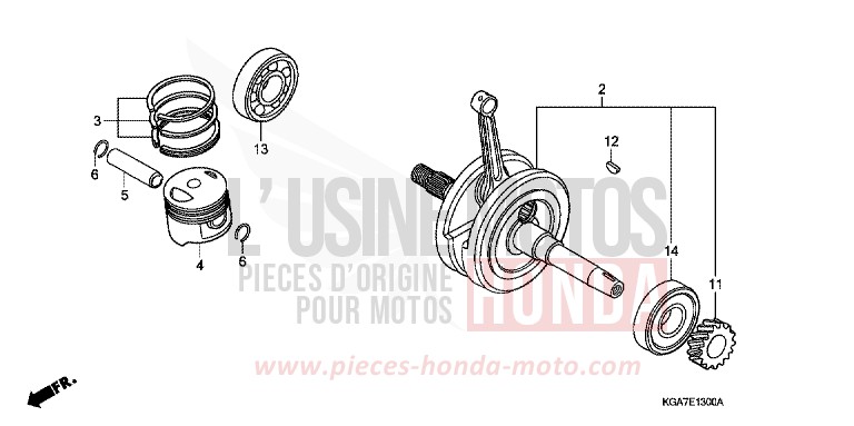 CRANKSHAFT/PISTON for CG125 TITAN ES FORCE SILVER METALLIC (NH411) from 2004
